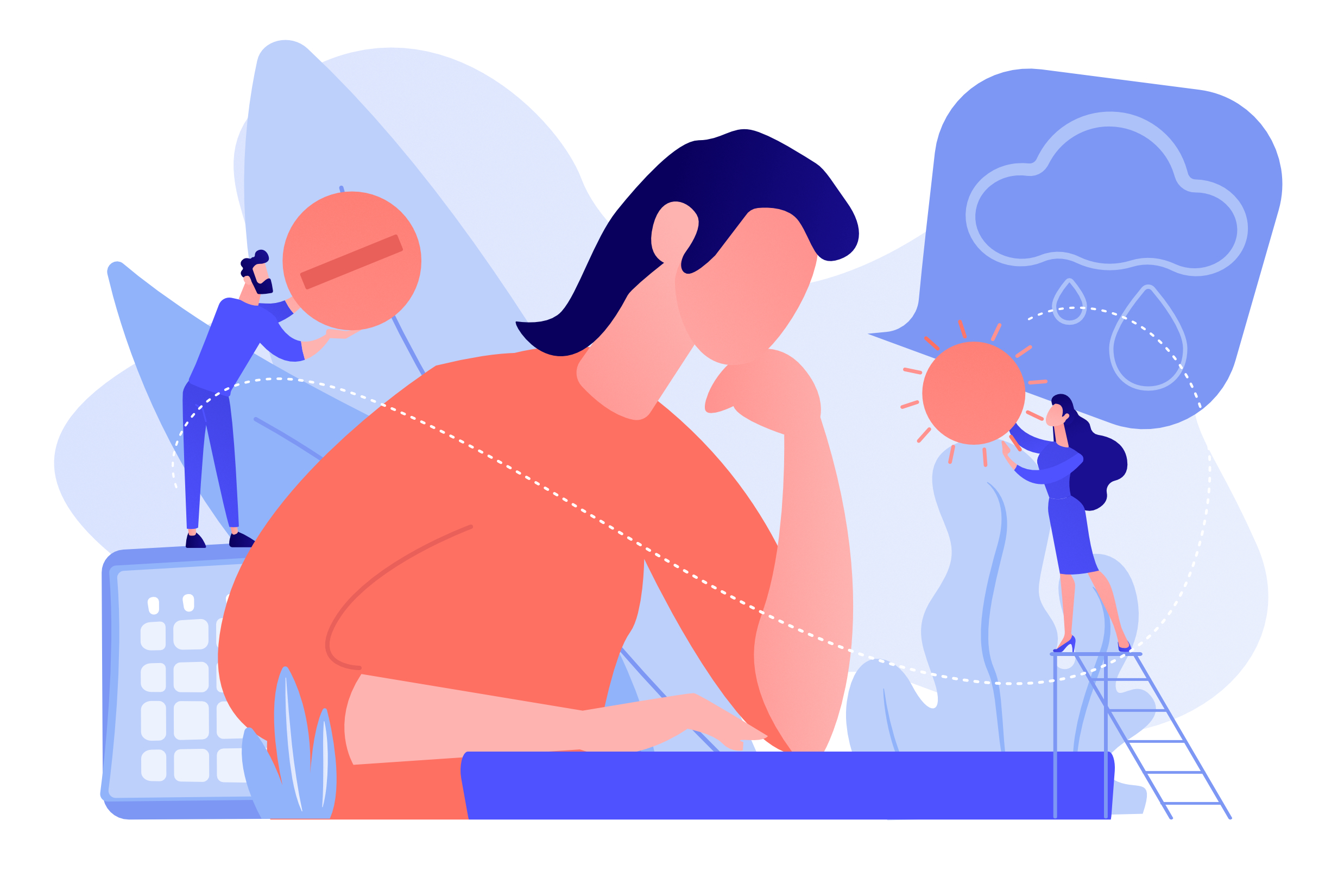 Seasonal affective disorder concept vector illustration. Illustration einer gestressten Person